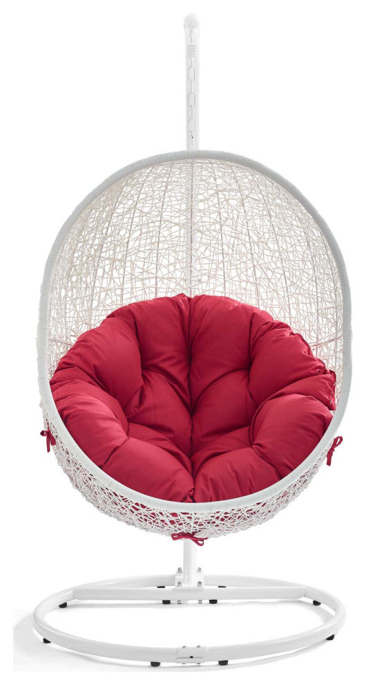 White Red Hide Outdoor Patio Swing Chair With Stand