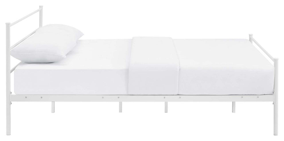 White Alina Queen Platform Bed Frame