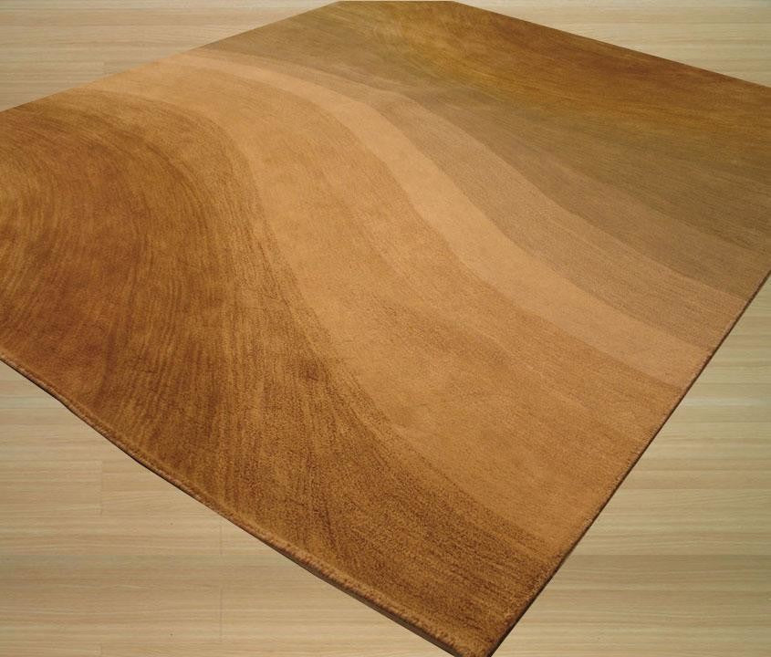 EORC Hand-tufted Wool Gold Contemporary Abstract Desertland Rug, Square 6'x6'