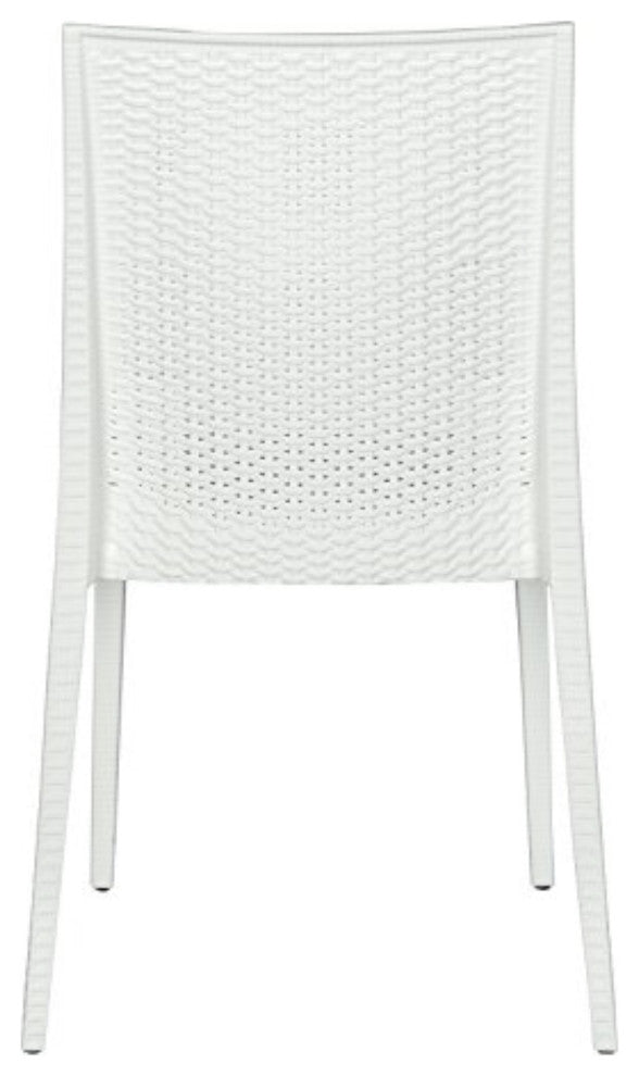 LeisureMod Weave Mace Indoor/Outdoor Dining Chair, Armless, Set of 2