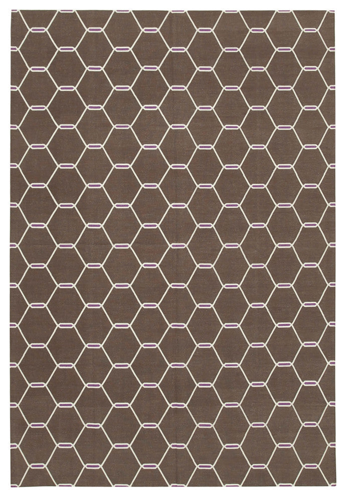 Rug N Carpet - Handmade Wool 6' 0'' x 8' 8'' Geometric Dhurrie Kilim Rug