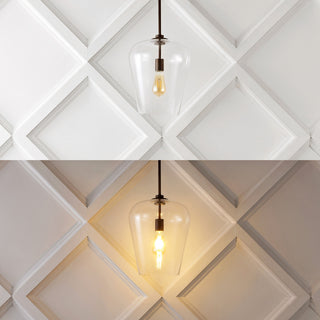 Hayes 11.25" 1-Light Iron/Glass LED Pendant, Oil Rubbed Bronze/Clear