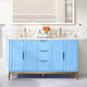 Alison Freestanding Bathroom Vanity with Italian Carrara White Marble Top, Light Blue, 60"
