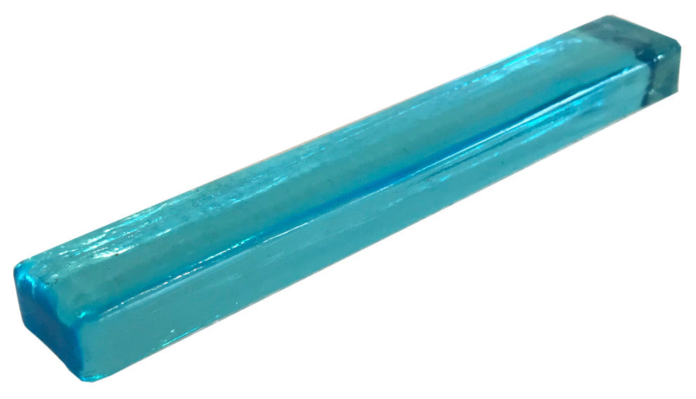 1x6 Flat Bar Hand Poured Glass Tile, Aqua