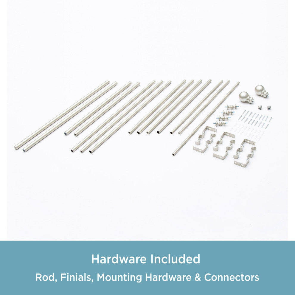 KenneyÂ® Bryce 3/4" Decorative Bay Window Double Curtain Rod, Brushed Nickel