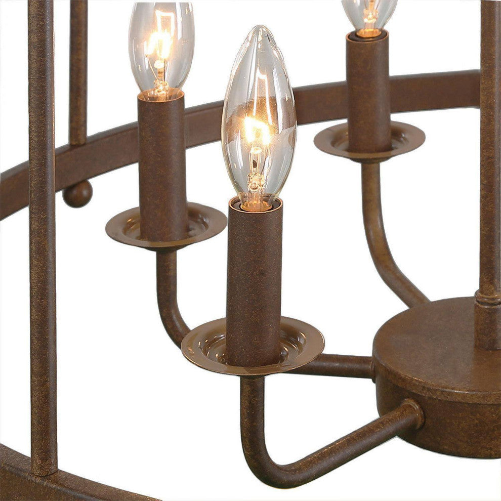LNC Lepetos 6-Light Matte Finish Modern Cage Chandelier, Brown