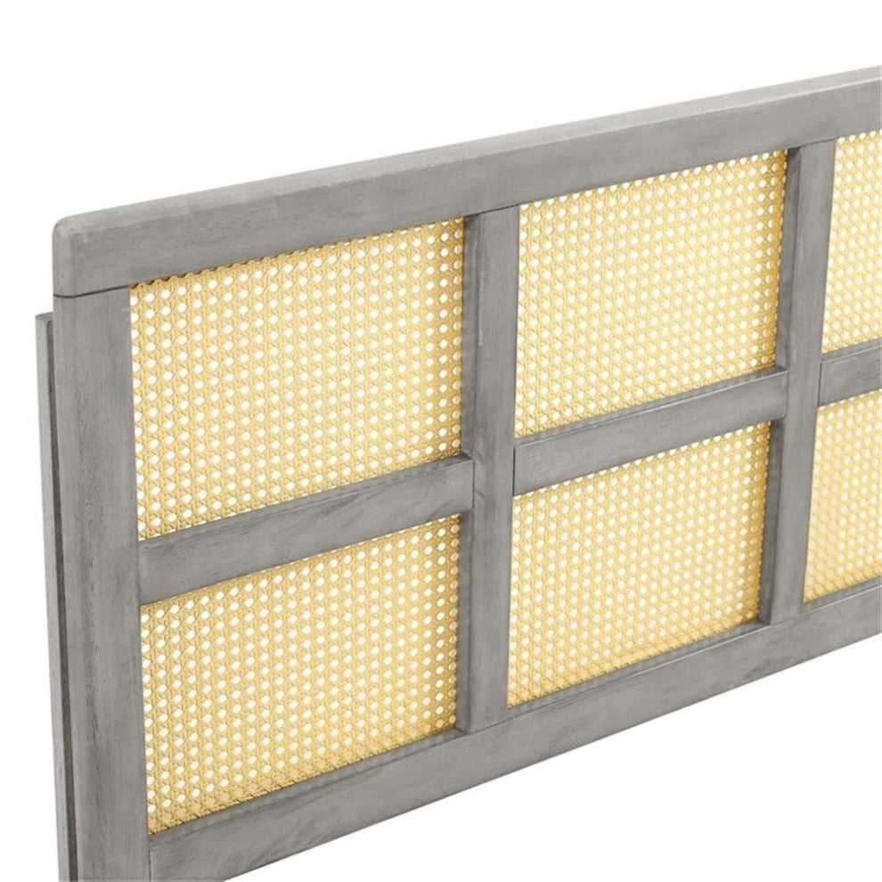 Luana Cane Full Headboard-Gray