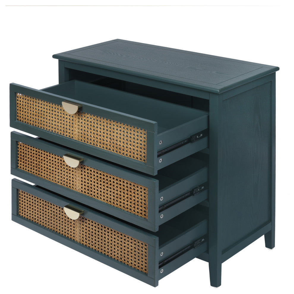 Gewnee 3 Drawer Cabinet, Natural Rattan, American Furniture, Suitable