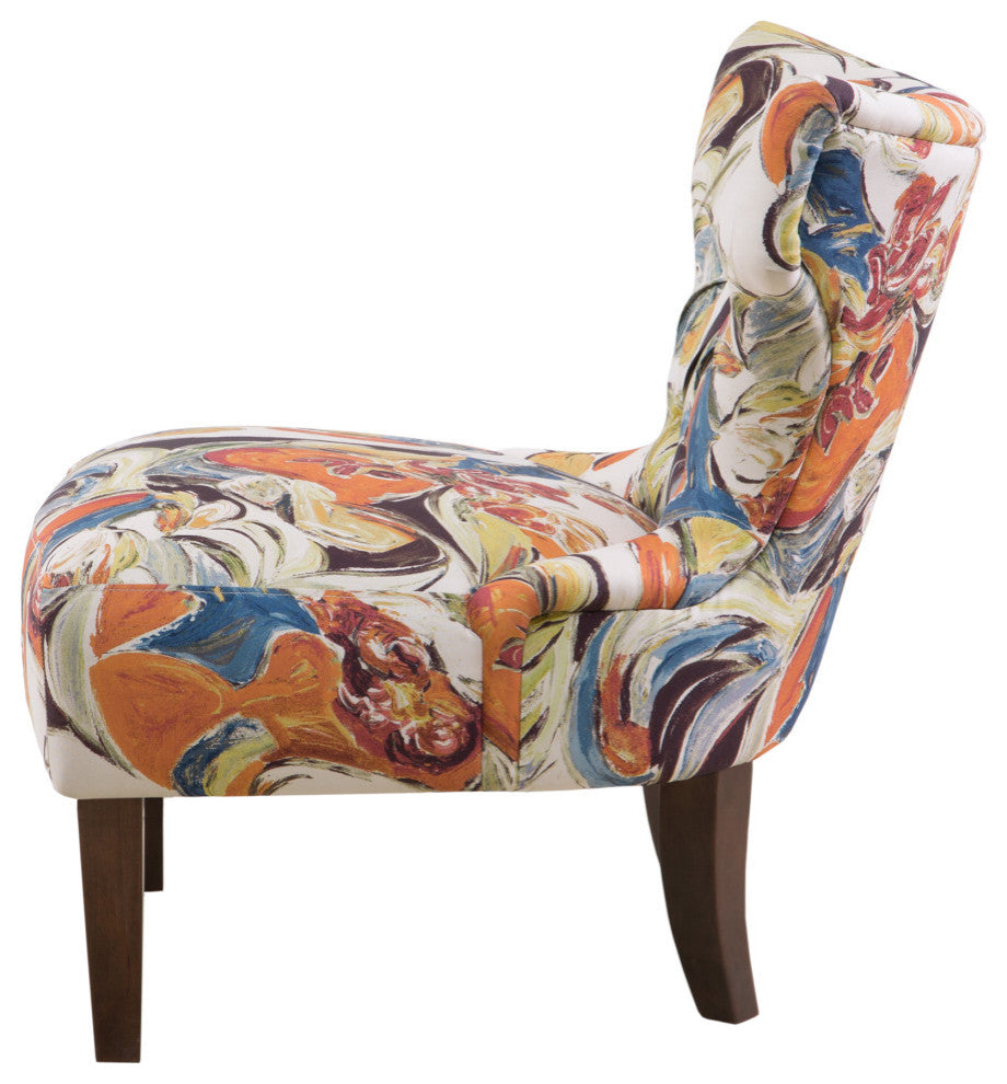 Madison Park Erika Hourglass Tufted Armless Chair, Multi, Abstract