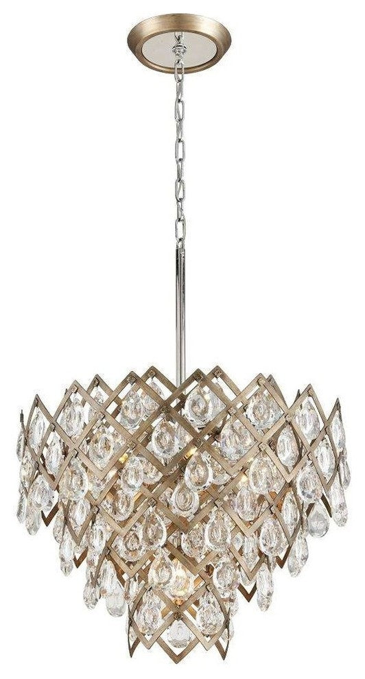 Tiara 7-Light Pendant Dining, Vienna Bronze, Clear Crystal Drops