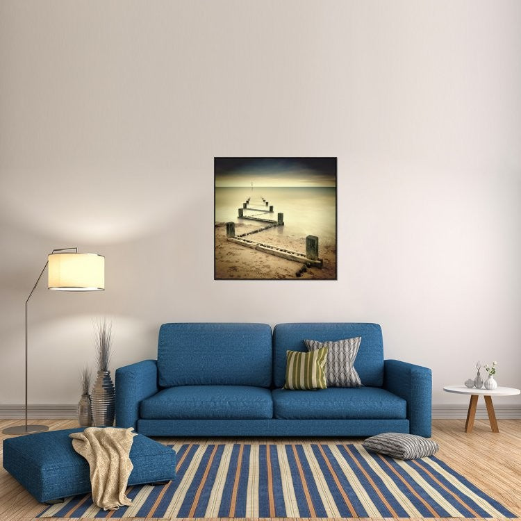 "Beach Memories" Framed Canvas Giclee by Michael Oates, 41x41"