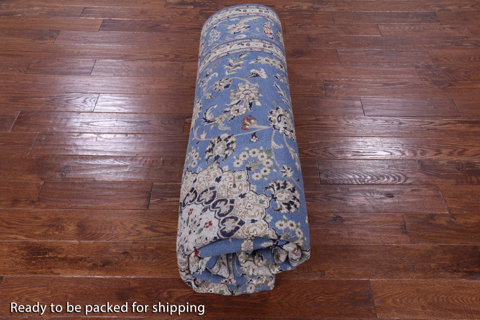 Persian Nain Hand-Knotted Wool & Silk Rug 7' 11" X 10' 2" - Q13126