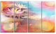 Lotus on Abstract Background, Floral Canvas Art Print, 48"x28", 4 Panels