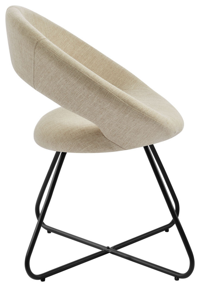 Nouvelle Upholstered Fabric Dining Chair Set of 2 Black Beige