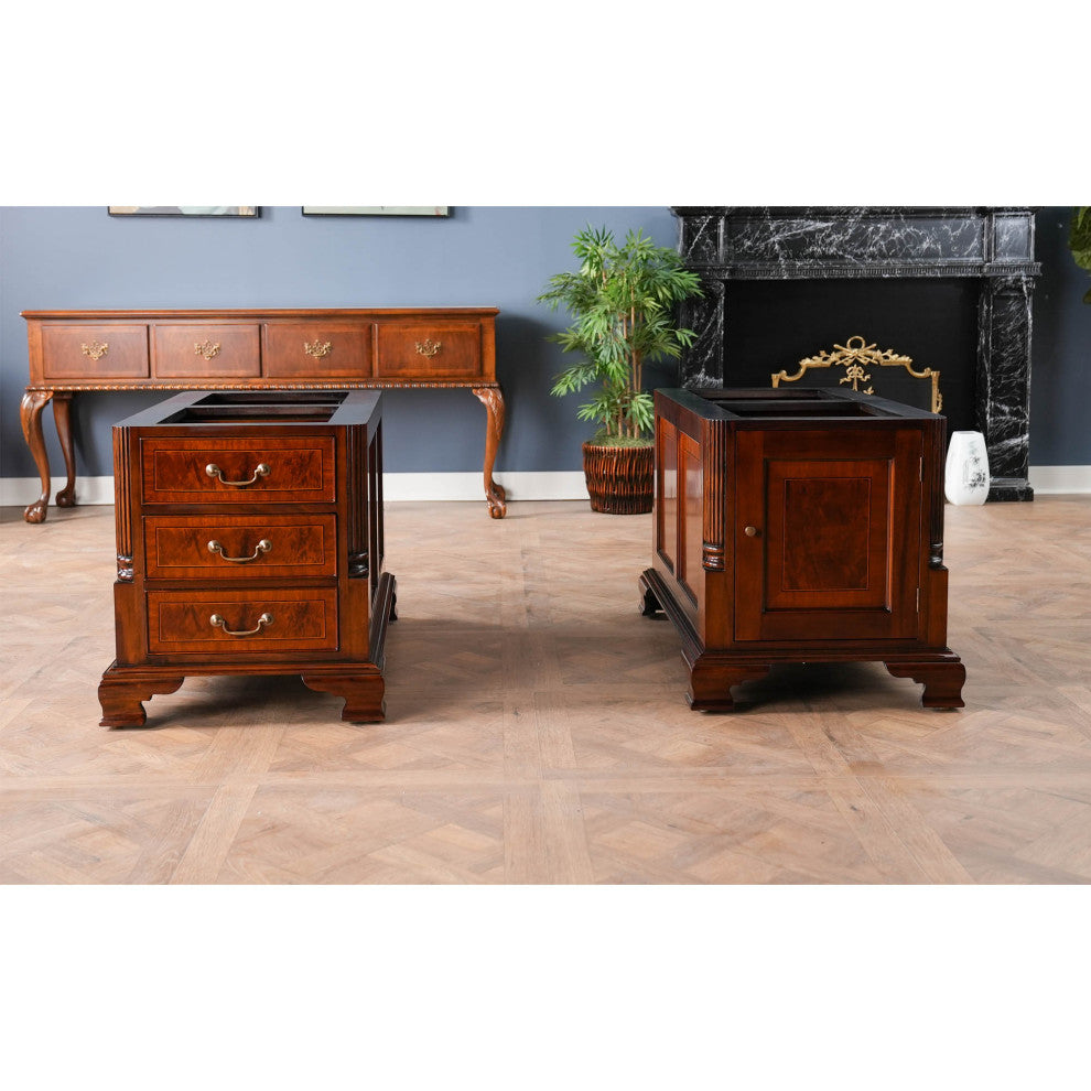Banded Mahogany Partners Desk