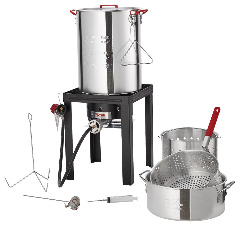 VEVOR 30Qt Turkey 10Qt Fish Deep Fryer Propane Boiler Steamer Stock Pot Outdoor
