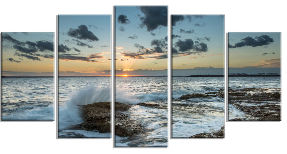 "Bright Sydney Sunset Over Sea" Canvas Print, 5 Panels