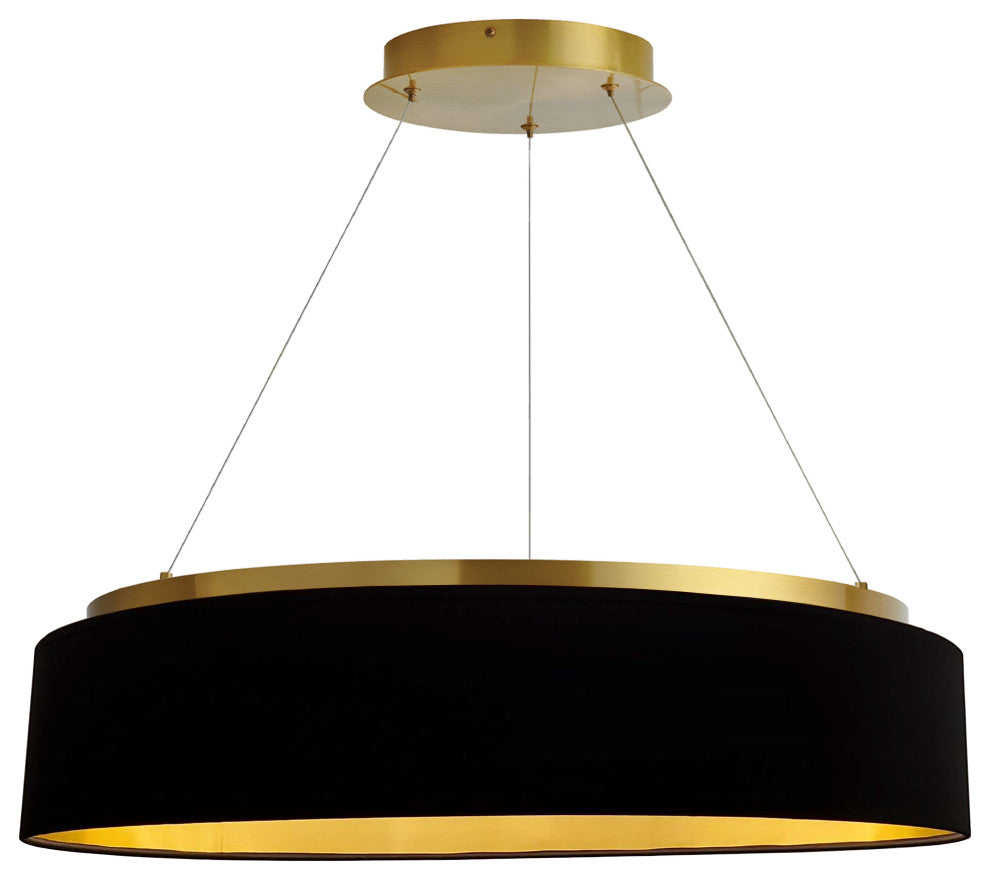 DAINOLITE CIR-2634C-AGB-698 34W Chandelier, Aged Brass w/ Black Shade