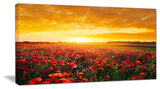 Poppy Field under Ablaze Sunset, Oversized Abstract Canvas Art Print, 60x28