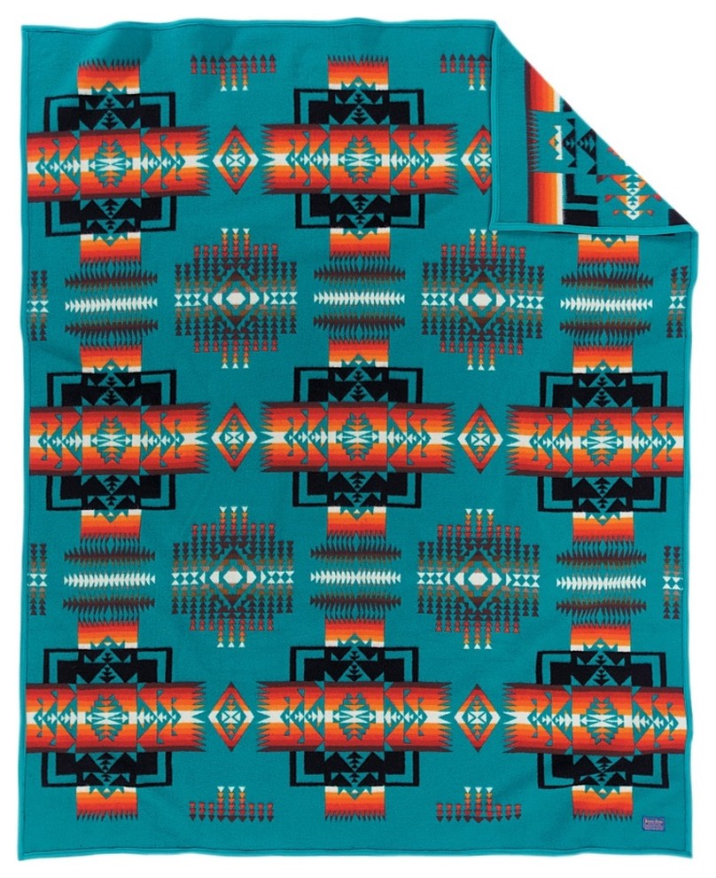 Pendleton Chief Joseph Turquoise Throw Blanket