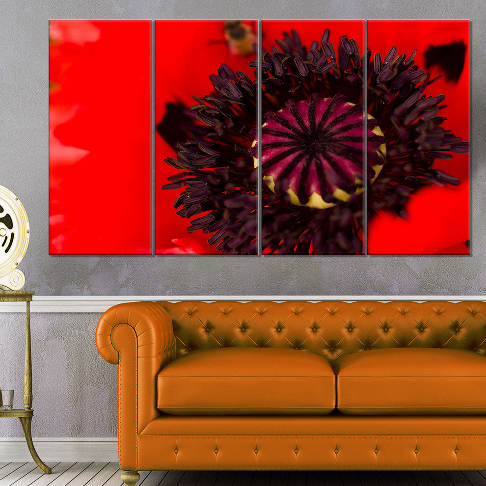 Garden in Full Bloom on Summer Day, Flowers Canvas Artwork, 48"x28", 4 Panels