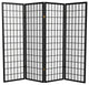 5' Tall Window Pane Shoji Screen, Black, 4 Panels