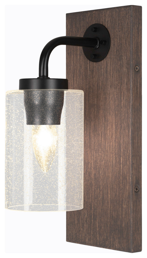 Oxbridge Wall Sconce, Matte Black & Painted Distressed Metal, 4" Clear Bubble
