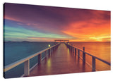 Surreal Wooden Pier At Sunset Intrigued Landscape Photo Canvas Art Print, 18" X 24"