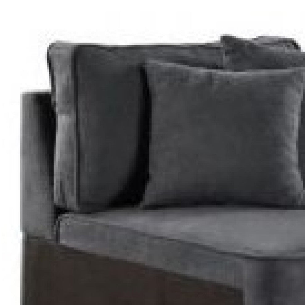 Benzara BM275087 29" Modular Chair, Pocket Coil, 2 Pillows, Dark Charcoal Gray