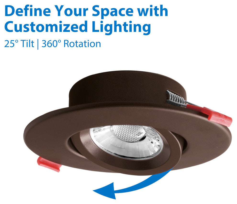 4-inch Oil-Rubbed Bronze Canless Adjustable Gimbal 3000K LED Recessed Downlight