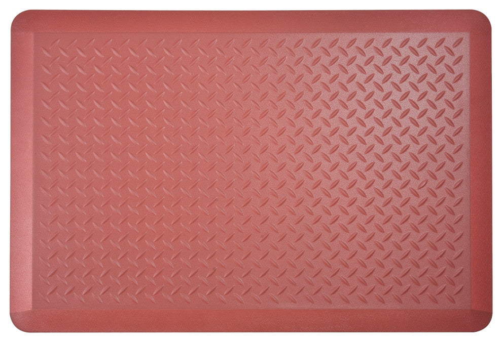Anti-Fatigue Floor Mat, Tread Plate Pattern 24"x36"x2/3", Marsala, Set of 2