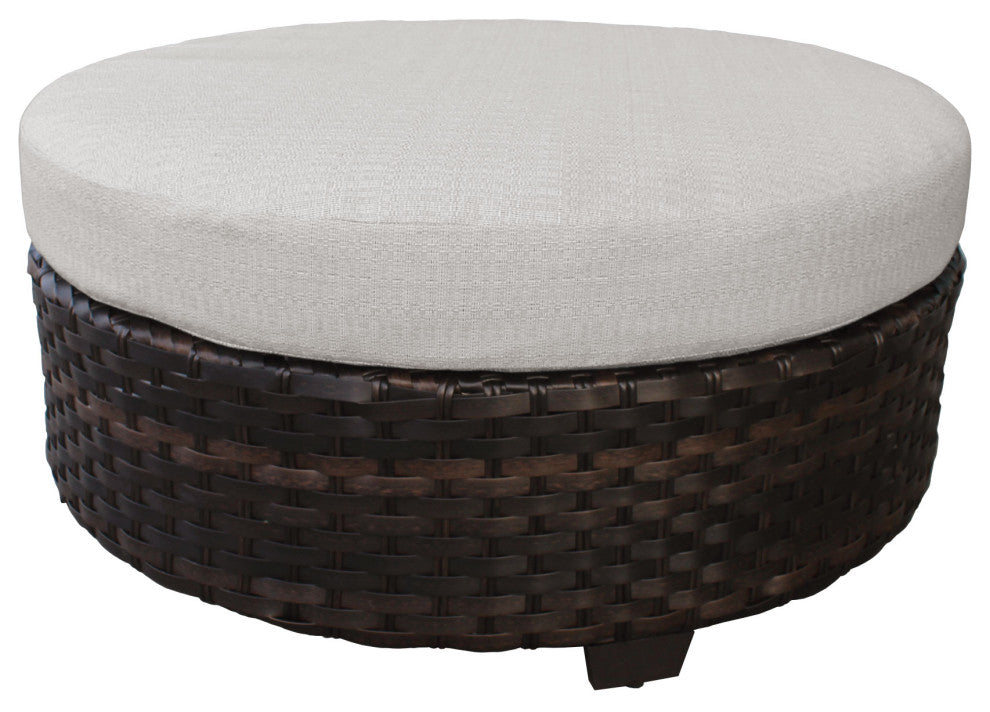 kathy ireland River Brook 8 Piece Wicker Patio Furniture Set, Almond