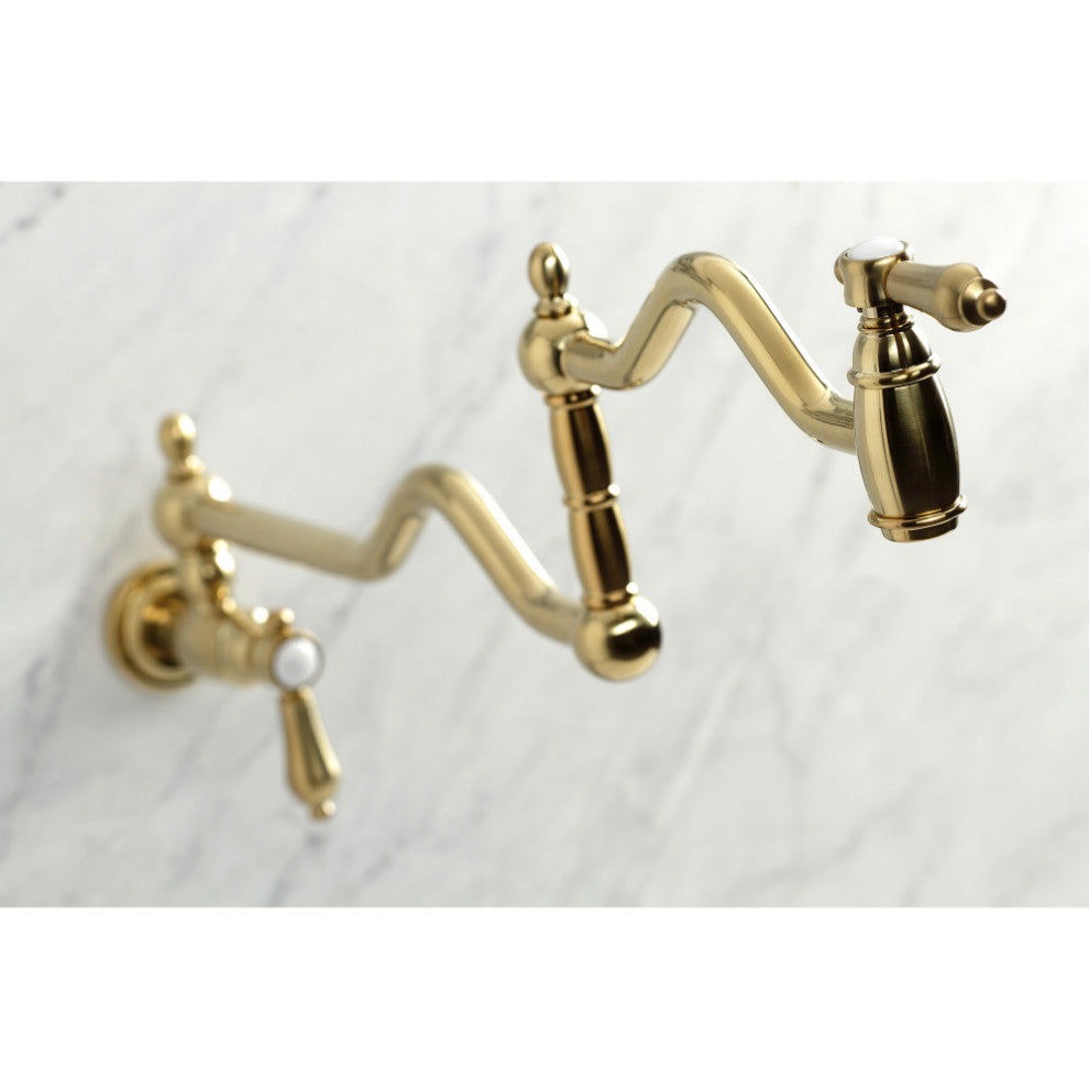 Kingston Brass KS2107BAL Heirloom Wall Mount Pot Filler, Brushed Brass