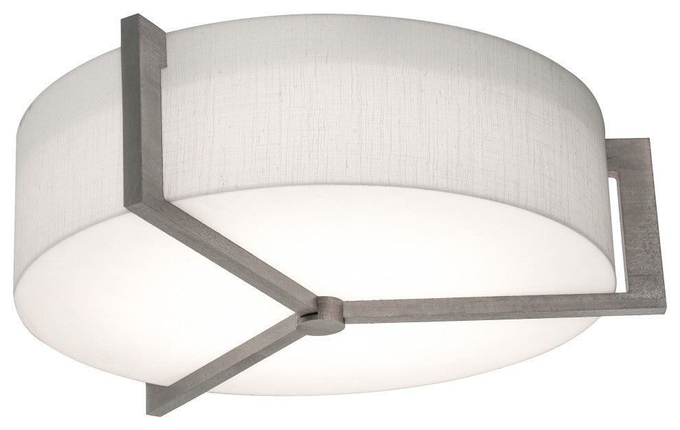 Apex 12'' Flush Mount, Weathered Gray, Linen White Shade