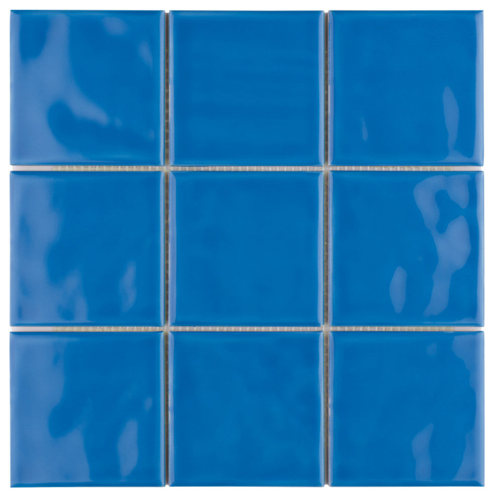 Twist Square Ceramic Mosaic Tile, Blue Sky