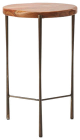 End Table Side Modern Contemporary Round Live Edge Distressed Solid