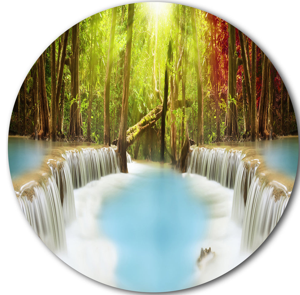 Huai Mae Kamin Waterfall, Photography Disc Metal Artwork, 11"