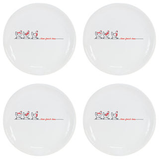 Stoneware Three French Hens Plate, 4-Piece Set