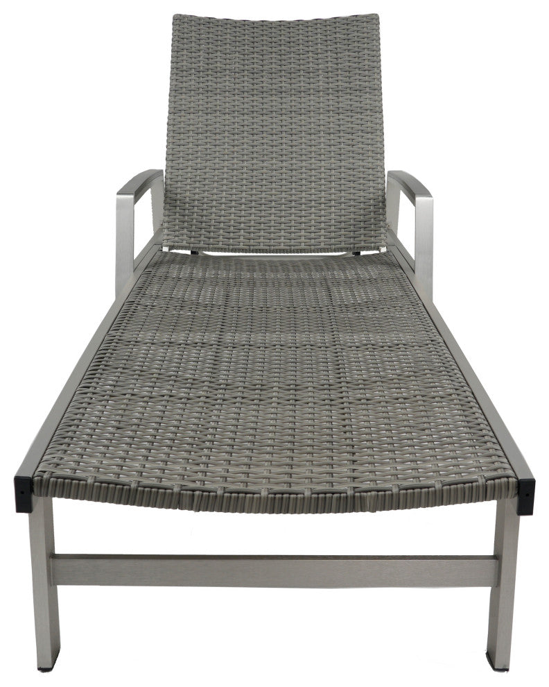 GDF Studio Joy Outdoor Wicker and Aluminum Chaise Lounges, Set of 2