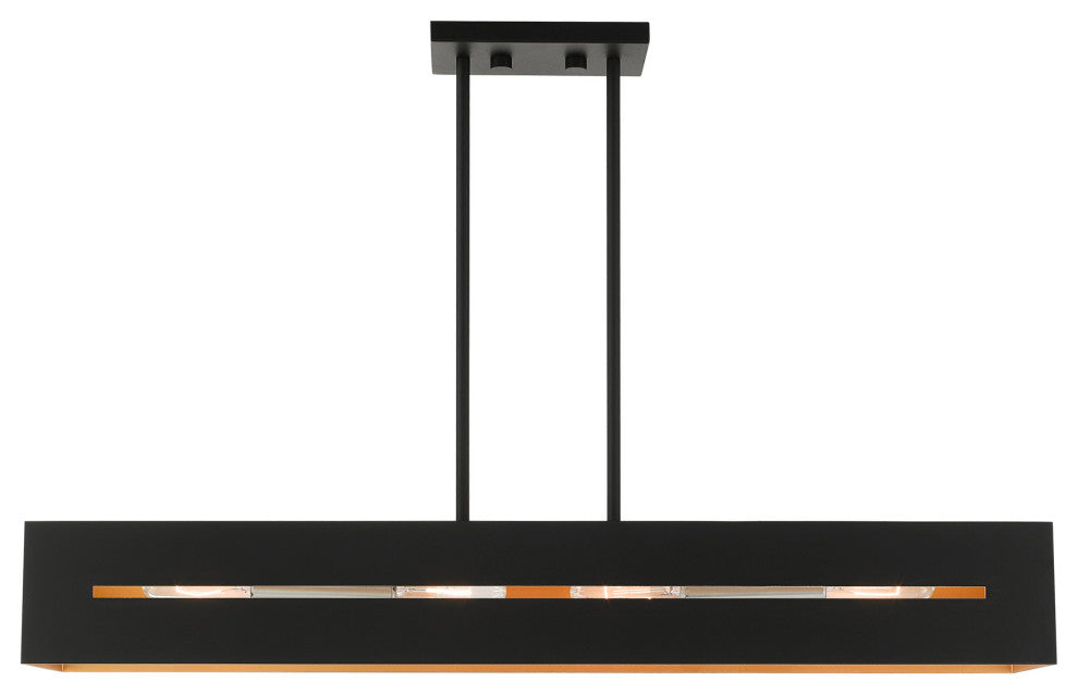 Textured Black With Brushed Nickel Accents Urban, Industrial, Linear Chandelier