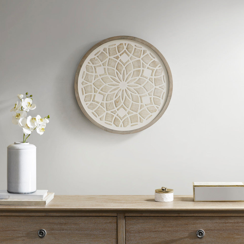 Madison Park Medallion Boho Rustic Wood Round Wall Decor
