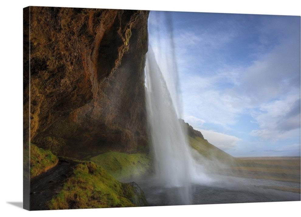 "Waterfall, Iceland" Wrapped Canvas Art Print, 48"x32"x1.5"