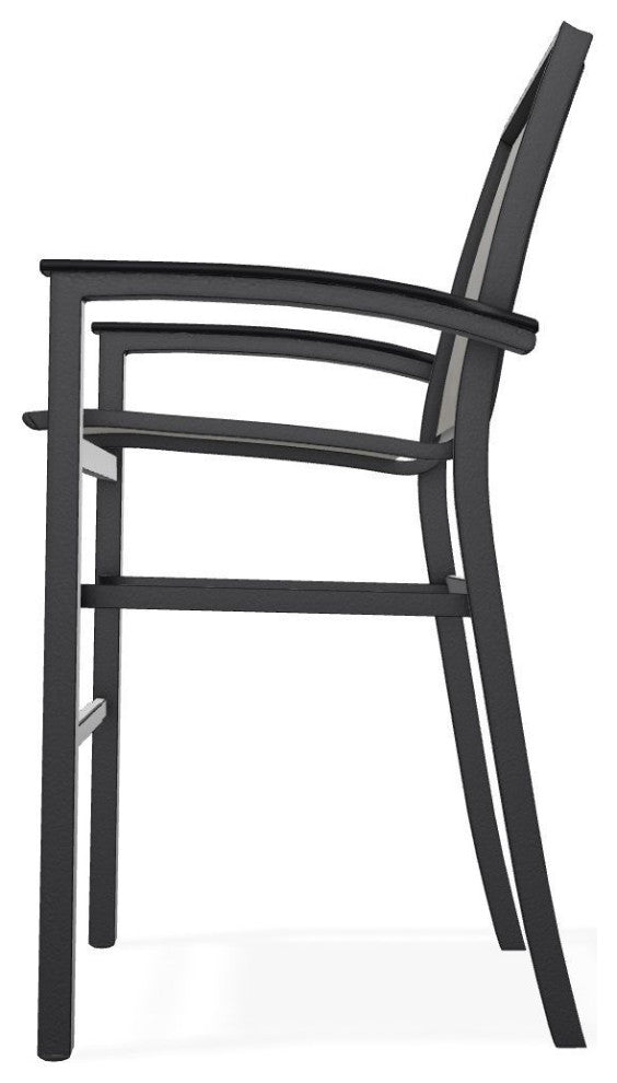 Bazza Sling Bar Height Stackable Outdoor Stool, Storm/Black