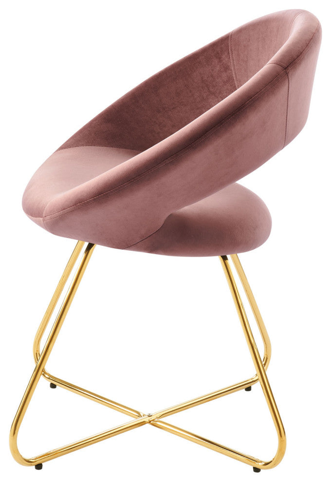 Side Dining Chair, Set of 2, Pink Gold, Velvet, Modern, Cafe Bistro Hospitality