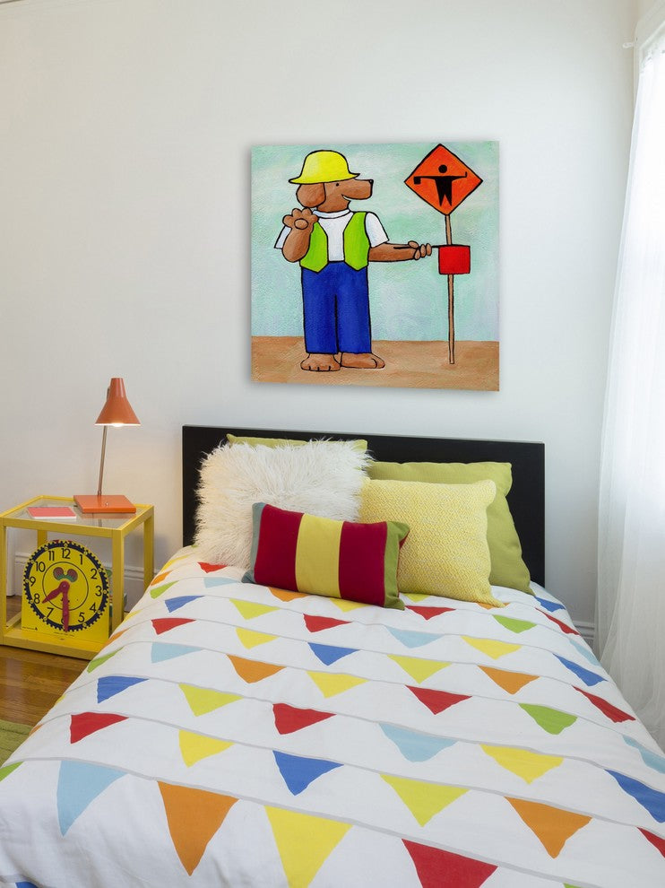 Marmont Hill, "Give a Dog a Work Zone" by Janet Nelson on Wrapped Canvas, 32x32