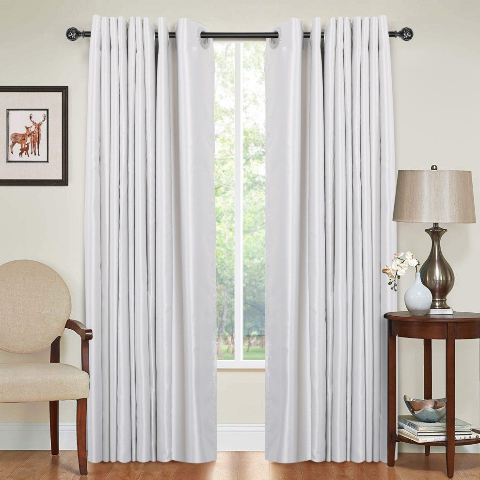 UTOPIA ALLEY 3/4" Single Adjustable Curtain rods for Windows, Black, 28"-48"