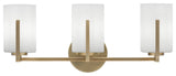 Atlas 3-Light Bath Bar, New Age Brass/White Muslin