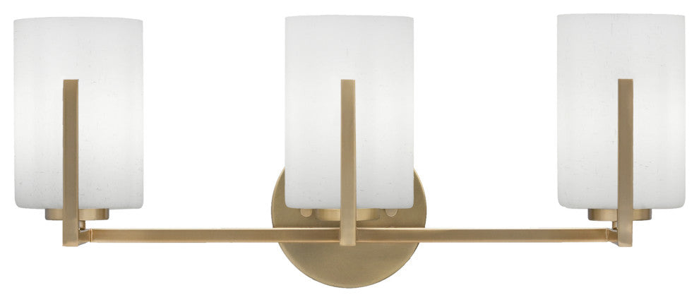 Atlas 3-Light Bath Bar, New Age Brass/White Muslin