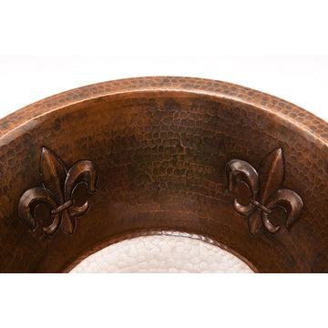 BS15FDB2 15'''' Square Decorated Hammered Copper Bar Sink