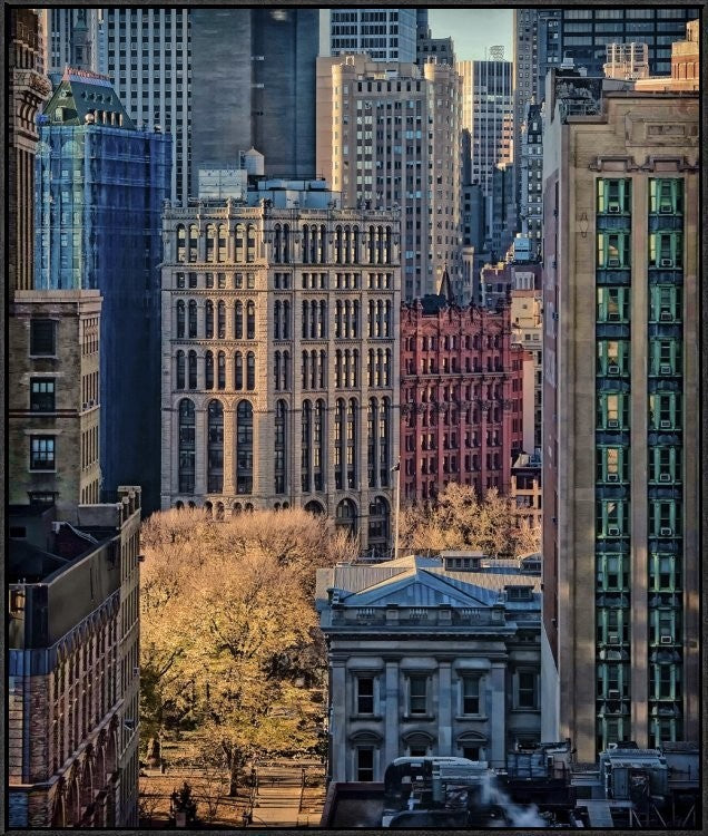 "City Life" Framed Canvas Giclee by Liyun Yu, 34x41"
